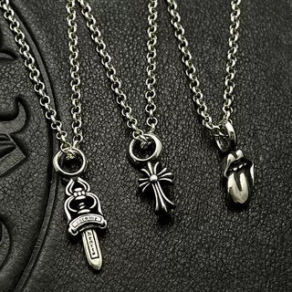 Vintage Peach Heart Cross Pendant Necklace